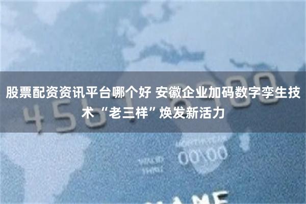 股票配资资讯平台哪个好 安徽企业加码数字孪生技术 “老三样”焕发新活力