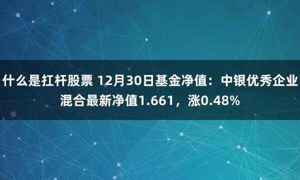 什么是扛杆股票 12月30日基金净值：中银优秀企业混合最新净值1.661，涨0.48%