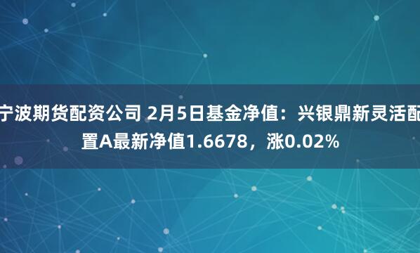 宁波期货配资公司 2月5日基金净值：兴银鼎新灵活配置A最新净值1.6678，涨0.02%