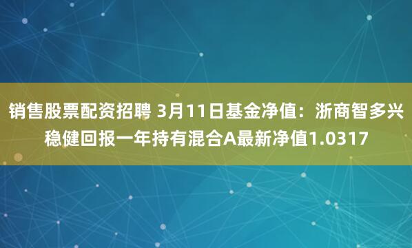 销售股票配资招聘 3月11日基金净值：浙商智多兴稳健回报一年持有混合A最新净值1.0317